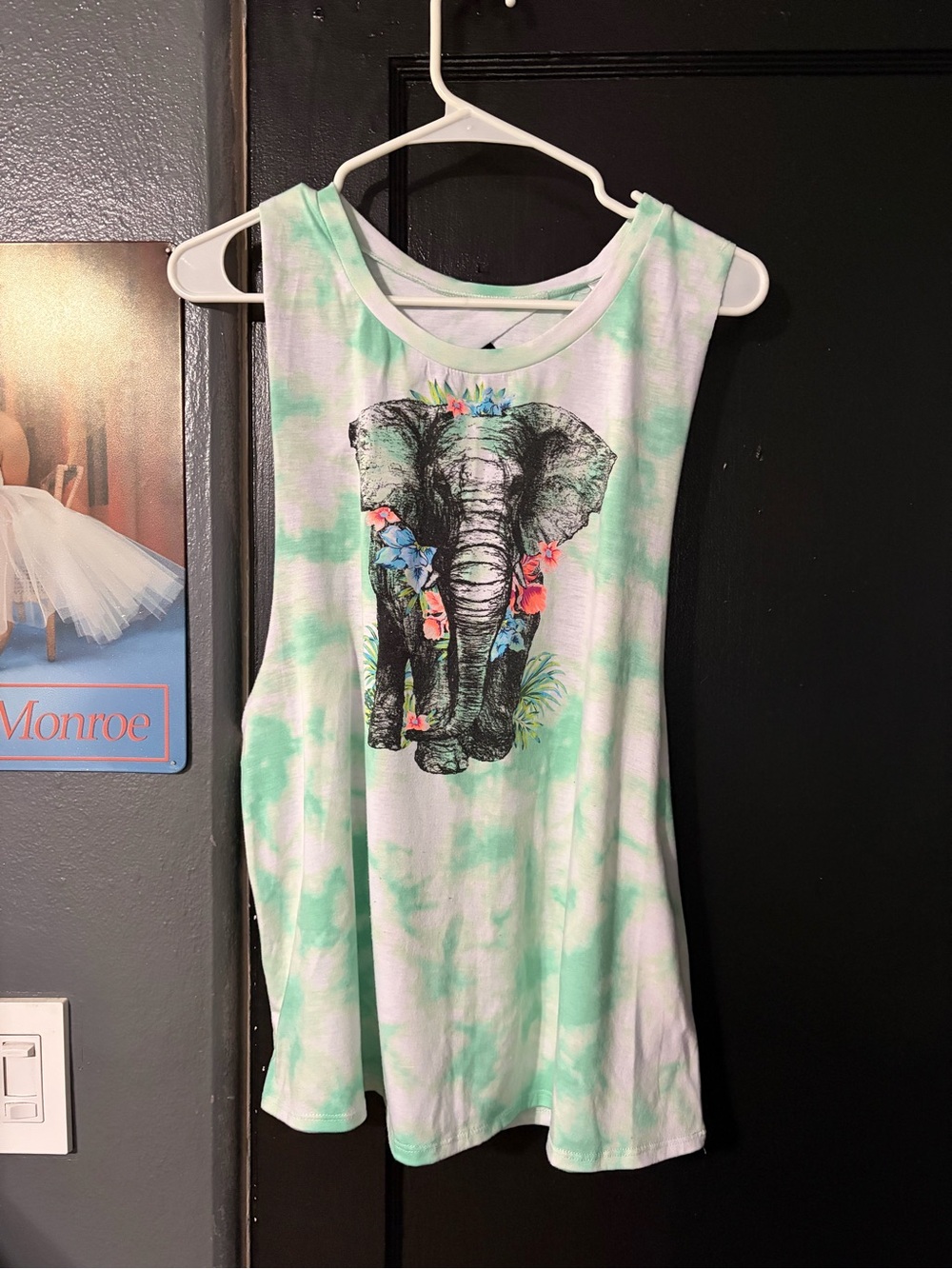 No Boundaries Mint Tie-Dye Elephant Graphic Tank Top